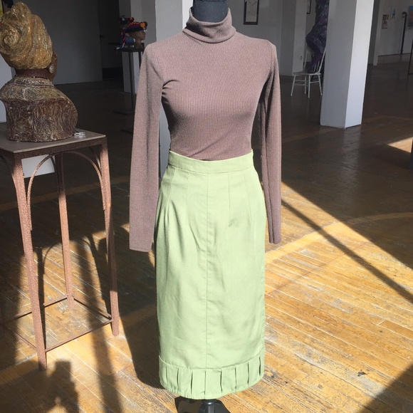 Hand Crafted Dresses & Skirts - Handmade sage/olive green pencil skirt